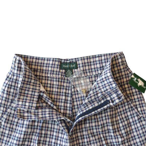 Vintage Deadstock Cotton Linen Plaid Pleated Shorts Size 30 Waist - Picture 3 of 5